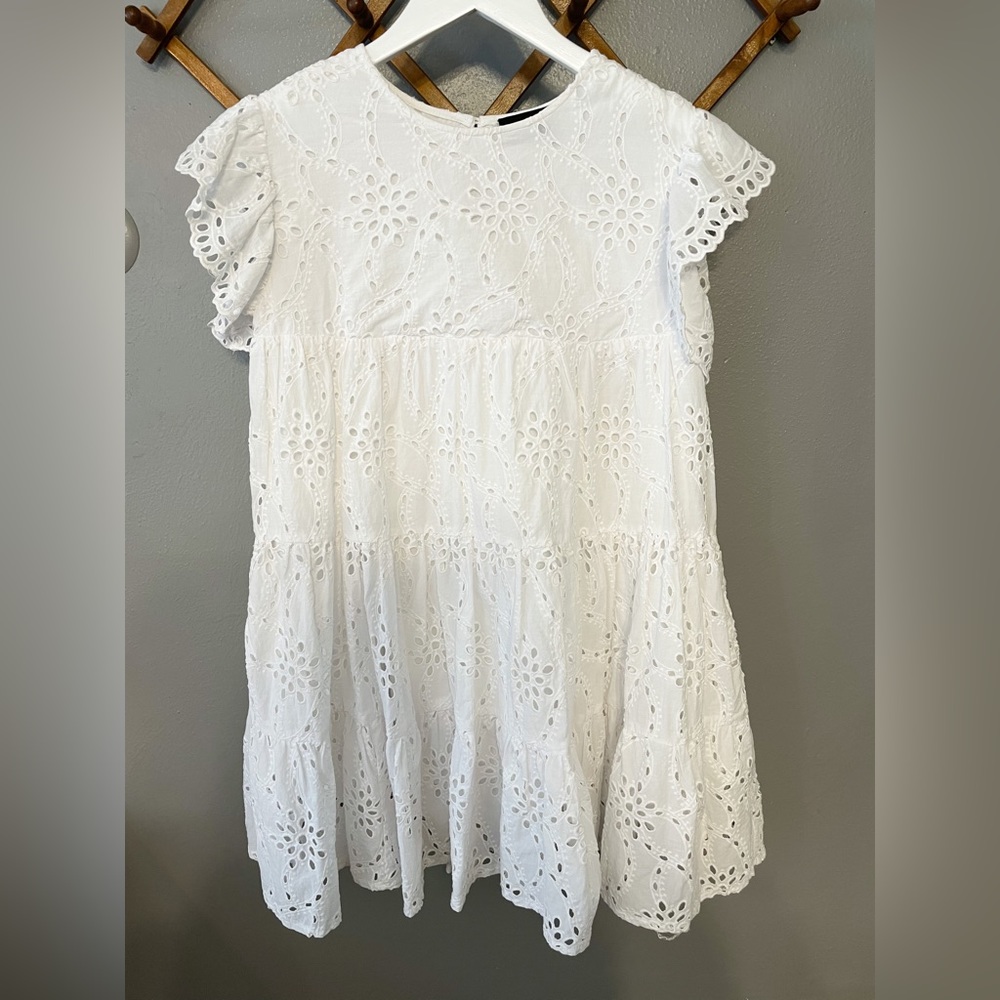 Vici Eyelet Tiered lace Mini Dress